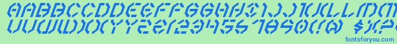 Czcionka Year3000Italic – niebieskie czcionki na zielonym tle