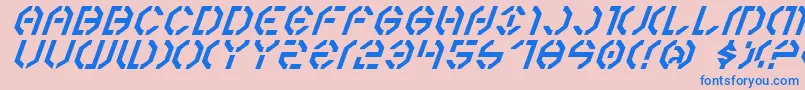 Year3000Italic-fontti – siniset fontit vaaleanpunaisella taustalla
