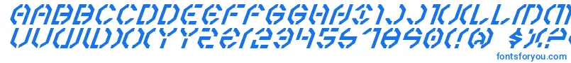 フォントYear3000Italic – 白い背景に青い文字