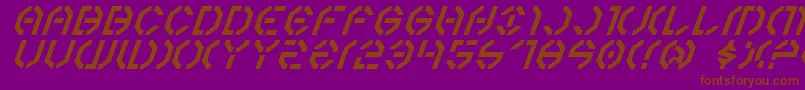 Year3000Italic-Schriftart – Braune Schriften auf violettem Hintergrund