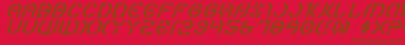 Czcionka Year3000Italic – brązowe czcionki na czerwonym tle