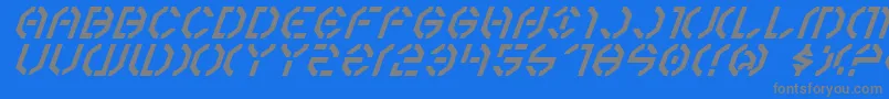 Year3000Italic-Schriftart – Graue Schriften auf blauem Hintergrund