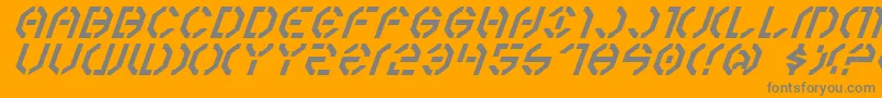 Czcionka Year3000Italic – szare czcionki na pomarańczowym tle