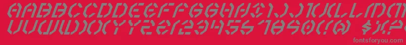 フォントYear3000Italic – 赤い背景に灰色の文字