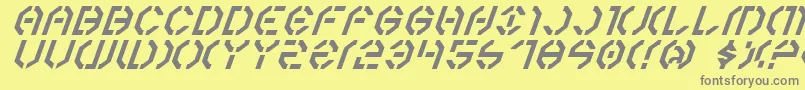 フォントYear3000Italic – 黄色の背景に灰色の文字