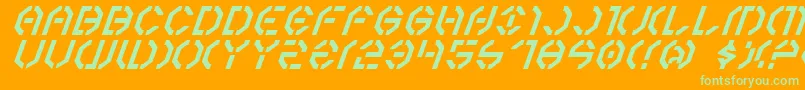 Шрифт Year3000Italic – зелёные шрифты на оранжевом фоне