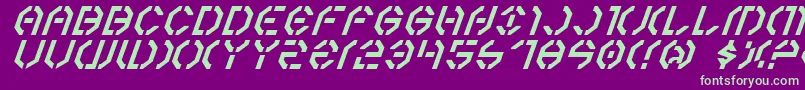 Year3000Italic-fontti – vihreät fontit violetilla taustalla
