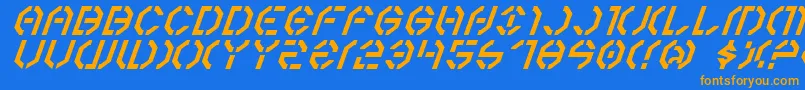 Fonte Year3000Italic – fontes laranjas em um fundo azul