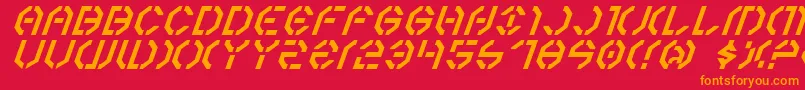 フォントYear3000Italic – 赤い背景にオレンジの文字