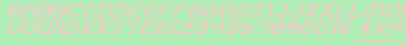 Year3000Italic-fontti – vaaleanpunaiset fontit vihreällä taustalla