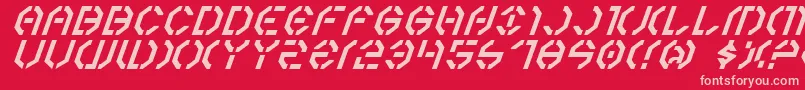 Year3000Italic-fontti – vaaleanpunaiset fontit punaisella taustalla