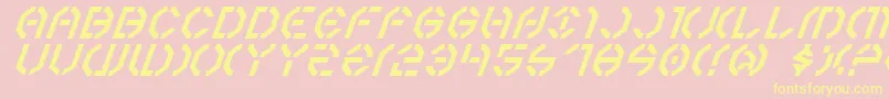 Fonte Year3000Italic – fontes amarelas em um fundo rosa