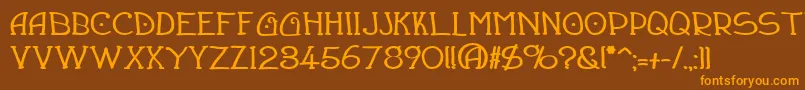 フォントDraughtsmanBold – オレンジ色の文字が茶色の背景にあります。