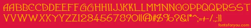 フォントDraughtsmanBold – 赤い背景にオレンジの文字