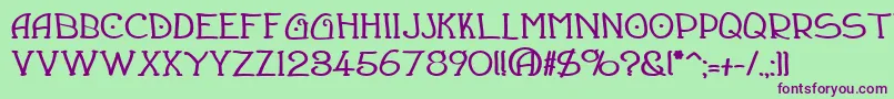 DraughtsmanBold Font – Purple Fonts on Green Background