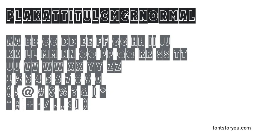 Czcionka PlakattitulcmgrNormal – alfabet, cyfry, specjalne znaki