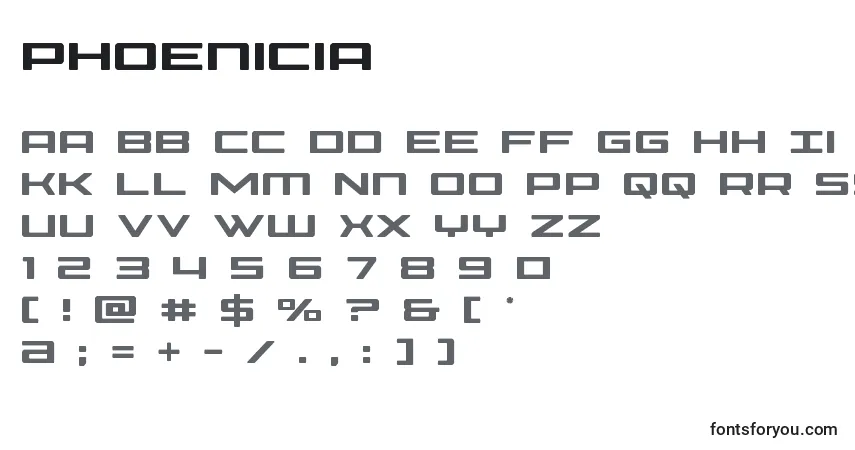 Schriftart Phoenicia – Alphabet, Zahlen, spezielle Symbole