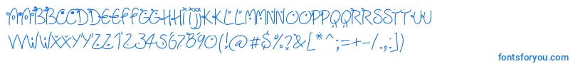 フォントFridayfreedotslight – 白い背景に青い文字