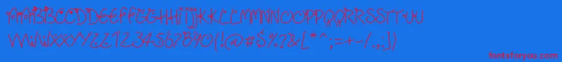 フォントFridayfreedotslight – 赤い文字の青い背景