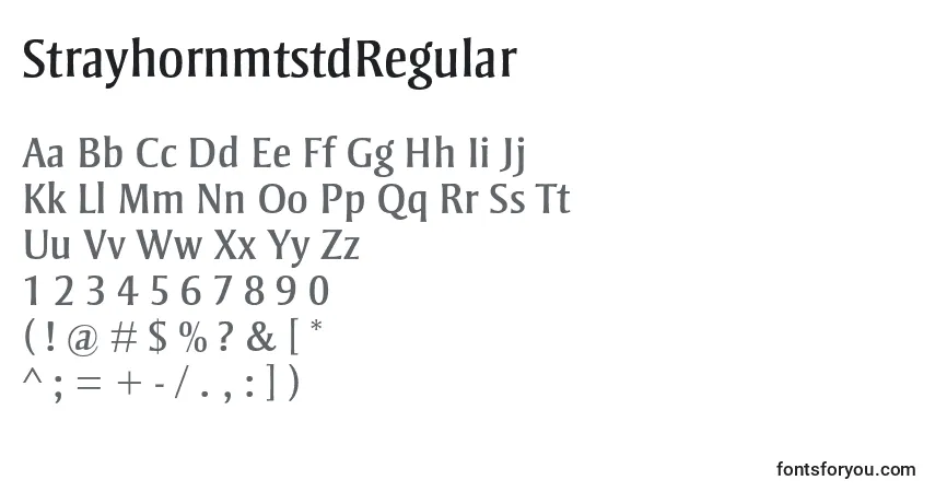 A fonte StrayhornmtstdRegular – alfabeto, números, caracteres especiais