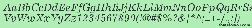 Czcionka ExemplaryItalic – czarne czcionki na zielonym tle