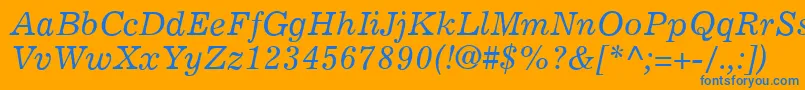 Czcionka ExemplaryItalic – niebieskie czcionki na pomarańczowym tle