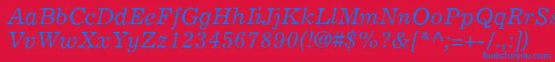 ExemplaryItalic Font – Blue Fonts on Red Background