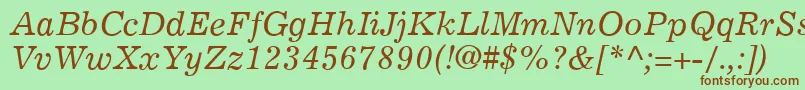 ExemplaryItalic Font – Brown Fonts on Green Background