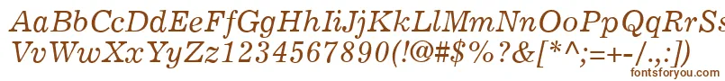 ExemplaryItalic-Schriftart – Braune Schriften auf weißem Hintergrund