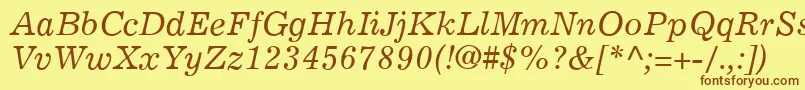 ExemplaryItalic Font – Brown Fonts on Yellow Background