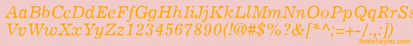 ExemplaryItalic-Schriftart – Orangefarbene Schriften auf rosa Hintergrund