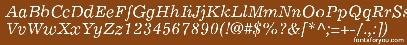 Czcionka ExemplaryItalic – białe czcionki na brązowym tle