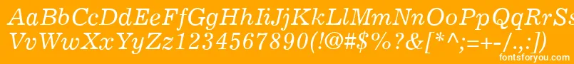 Czcionka ExemplaryItalic – białe czcionki na pomarańczowym tle