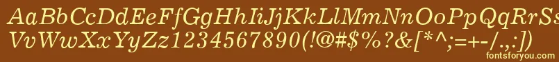 ExemplaryItalic-Schriftart – Gelbe Schriften auf braunem Hintergrund