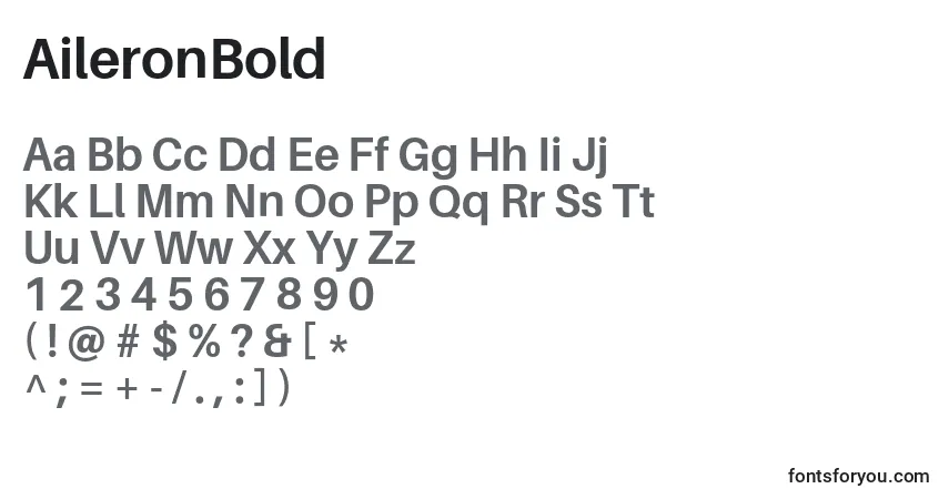 A fonte AileronBold – alfabeto, números, caracteres especiais
