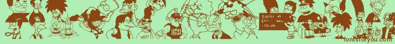 Fonte Simpsons – fontes marrons em um fundo verde