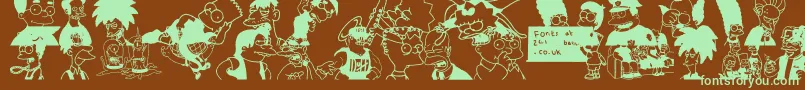 Czcionka Simpsons – zielone czcionki na brązowym tle