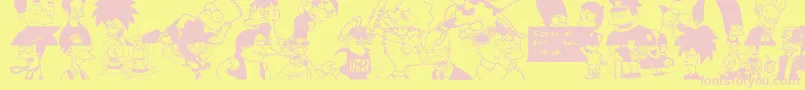 Simpsons-Schriftart – Rosa Schriften auf gelbem Hintergrund