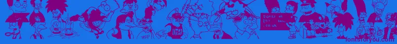 Simpsons Font – Purple Fonts on Blue Background