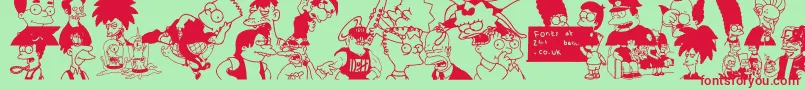 Czcionka Simpsons – czerwone czcionki na zielonym tle