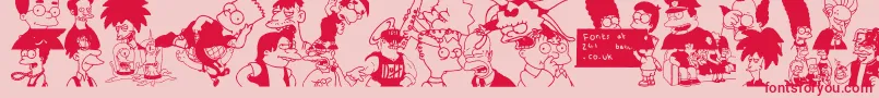 フォントSimpsons – ピンクの背景に赤い文字
