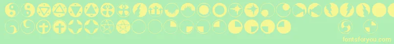 Obsid5-Schriftart – Gelbe Schriften auf grünem Hintergrund
