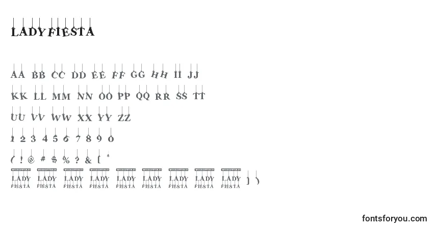 A fonte LadyFiesta – alfabeto, números, caracteres especiais