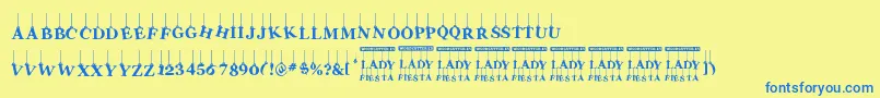 Fonte LadyFiesta – fontes azuis em um fundo amarelo