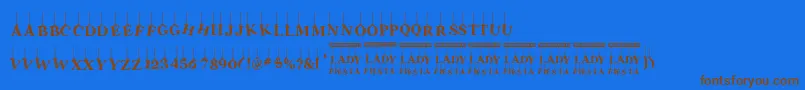 LadyFiesta-Schriftart – Braune Schriften auf blauem Hintergrund