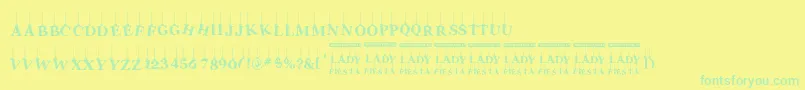 Fonte LadyFiesta – fontes verdes em um fundo amarelo