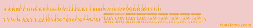LadyFiesta-fontti – oranssit fontit vaaleanpunaisella taustalla