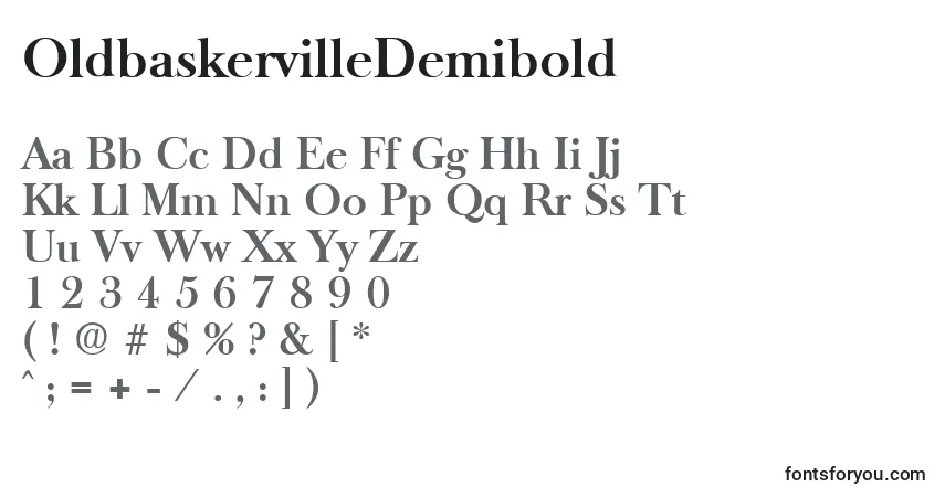 Шрифт OldbaskervilleDemibold – алфавит, цифры, специальные символы
