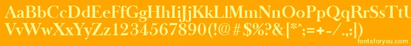 OldbaskervilleDemibold-Schriftart – Gelbe Schriften auf orangefarbenem Hintergrund