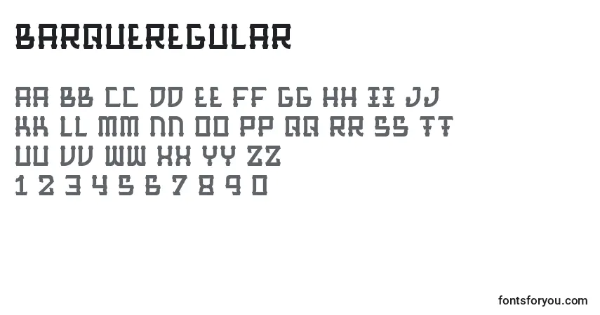Schriftart BarqueRegular – Alphabet, Zahlen, spezielle Symbole
